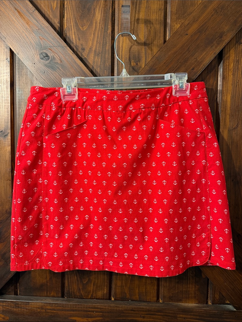 Jessica Red Mini Skirt with White Anchor Motif